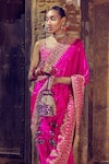 PUNIT BALANA_Pink Saree Organza Silk Embroidery Marodi Round Border With Blouse _Online_at_Aza_Fashions