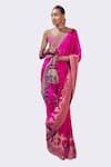 Buy_PUNIT BALANA_Pink Saree Organza Silk Embroidery Marodi Round Border With Blouse _Online_at_Aza_Fashions