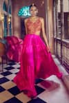 Buy_PUNIT BALANA_Pink Satin Silk Embroidery Resham Cutwork Gown _at_Aza_Fashions