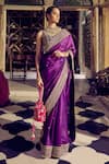 Buy_PUNIT BALANA_Purple Saree Organza Silk Embroidery Gota Boat Neck Marodi With Blouse _at_Aza_Fashions