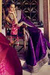 Shop_PUNIT BALANA_Purple Saree Organza Silk Embroidery Gota Boat Neck Marodi With Blouse _at_Aza_Fashions