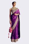 PUNIT BALANA_Purple Saree Organza Silk Embroidery Gota Boat Neck Marodi With Blouse _Online_at_Aza_Fashions