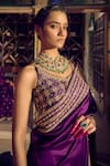 Buy_PUNIT BALANA_Purple Saree Organza Silk Embroidery Gota Boat Neck Marodi With Blouse _Online_at_Aza_Fashions