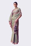 PUNIT BALANA_Green Banarasi Tissue Silk Embroidery Zardozi Border Saree With Blouse _Online_at_Aza_Fashions