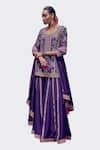 Shop_PUNIT BALANA_Purple Kurta And Sharara Silk Embroidery Gota Scoop Neck Jodha Marodi Set _at_Aza_Fashions