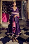 Buy_PUNIT BALANA_Purple Anarkali And Pant Silk Embroidery Patra V Neck Alia Marodi Set _at_Aza_Fashions