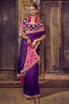 Buy_PUNIT BALANA_Purple Saree Organza Silk Embroidery Tassel Round Border With Blouse _at_Aza_Fashions