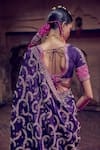 Shop_PUNIT BALANA_Purple Saree Organza Silk Embroidery Marodi Scoop Neck Mughal With Blouse _at_Aza_Fashions