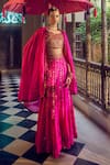 Buy_PUNIT BALANA_Pink Cape And Sharara Silk Embroidery Coin Cape Open Rani Sa Set _at_Aza_Fashions