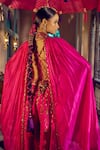 Shop_PUNIT BALANA_Pink Cape And Sharara Silk Embroidery Coin Cape Open Rani Sa Set _at_Aza_Fashions