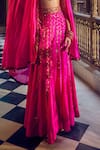 PUNIT BALANA_Pink Cape And Sharara Silk Embroidery Coin Cape Open Rani Sa Set _Online_at_Aza_Fashions