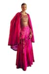 Buy_PUNIT BALANA_Pink Cape And Sharara Silk Embroidery Coin Cape Open Rani Sa Set _Online_at_Aza_Fashions