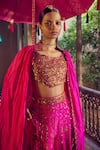 Shop_PUNIT BALANA_Pink Cape And Sharara Silk Embroidery Coin Cape Open Rani Sa Set _Online_at_Aza_Fashions