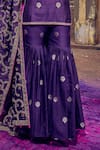 PUNIT BALANA_Purple Banarasi Silk Embroidery Gota Halter Neck Mughal Marodi Kurta Set _Online_at_Aza_Fashions