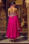 Shop_PUNIT BALANA_Pink Silk Embroidery Marodi Halter Neck Pakeezah Zardozi Anarkali Set _at_Aza_Fashions