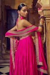 Buy_PUNIT BALANA_Pink Silk Embroidery Marodi Halter Neck Pakeezah Zardozi Anarkali Set _Online_at_Aza_Fashions