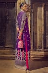 Shop_PUNIT BALANA_Pink Jacket Raw Silk Embroidery Marodi Anarkali Scoop Rani Sa Neckline With _at_Aza_Fashions