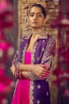 Buy_PUNIT BALANA_Pink Jacket Raw Silk Embroidery Marodi Anarkali Scoop Rani Sa Neckline With _Online_at_Aza_Fashions