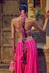 Shop_PUNIT BALANA_Pink Sharara And Bustier Silk Embroidery Gota Square Neck Kumari Set _at_Aza_Fashions