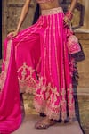 PUNIT BALANA_Pink Sharara And Bustier Silk Embroidery Gota Square Neck Kumari Set _Online_at_Aza_Fashions