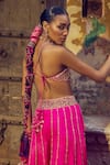 Buy_PUNIT BALANA_Pink Sharara And Bustier Silk Embroidery Gota Square Neck Kumari Set _Online_at_Aza_Fashions