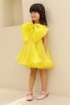 Buy_JANYAS CLOSET_Yellow Organza Plain Dance Like Lilibet Flowy Dress _Online_at_Aza_Fashions