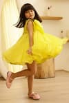 JANYAS CLOSET_Yellow Organza Plain Dance Like Lilibet Flowy Dress _at_Aza_Fashions