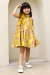 Buy_JANYAS CLOSET_Yellow Satin Printed Floral Sunni Dress _at_Aza_Fashions