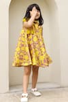 Shop_JANYAS CLOSET_Yellow Satin Printed Floral Sunni Dress 