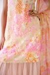 Buy_Basanti - Kapde Aur Koffee_Pink Muslin Print Floral V Neck Iridescent Kurta Sharara Set _Online_at_Aza_Fashions