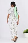 Shop_Studio Moda India_White 100% Linen Printed Cactus Round Jumpsuit _at_Aza_Fashions