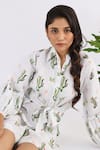 Buy_Studio Moda India_White 100% Linen Printed Cactus Collar Seamless Playsuit _Online_at_Aza_Fashions