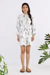 Buy_Studio Moda India_White 100% Linen Printed Cactus Collar Seamless Playsuit _at_Aza_Fashions