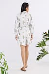 Shop_Studio Moda India_White 100% Linen Printed Cactus Collar Seamless Playsuit _at_Aza_Fashions