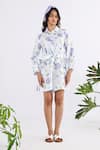 Buy_Studio Moda India_White 100% Linen Printed Floral Collar Succulent Seamless Playsuit _at_Aza_Fashions