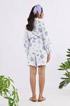 Shop_Studio Moda India_White 100% Linen Printed Floral Collar Succulent Seamless Playsuit _at_Aza_Fashions