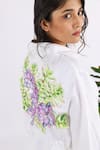 Buy_Studio Moda India_White 100% Linen Embroidered Floral Applique Collar Bouquet Work Shirt _Online_at_Aza_Fashions