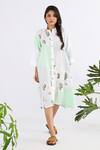 Buy_Studio Moda India_White 100% Linen Printed Cactus Dress _at_Aza_Fashions