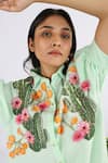 Buy_Studio Moda India_Green 100% Linen Cactus Applique Collar Work Shirt Dress _Online_at_Aza_Fashions