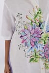 Buy_Studio Moda India_Blue 100% Linen Printed Floral Collar Pleated Shirt Dress _Online_at_Aza_Fashions