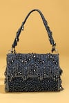 Shop_MODARTA_Blue Bead Embellished Flap Bag _Online_at_Aza_Fashions