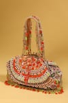 MODARTA_Multi Color Kundan And Stone Embroidered Tasseled Bag _at_Aza_Fashions