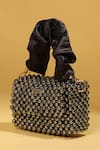 MODARTA_Black Pearl Metallic Crystal Work Mini Bag _at_Aza_Fashions