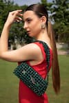 MODARTA_Green Crystal Beads Embellished Bag _Online_at_Aza_Fashions