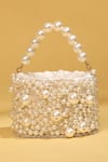 Buy_MODARTA_White Pearl And Bead Work Embellished Bag _Online_at_Aza_Fashions