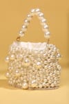 MODARTA_White Pearl And Bead Work Embellished Bag _at_Aza_Fashions