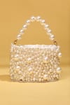 Shop_MODARTA_White Pearl And Bead Work Embellished Bag _at_Aza_Fashions