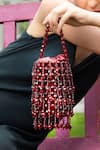 MODARTA_Maroon Bead Embellished Wristlet Bag _Online_at_Aza_Fashions