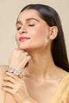 Nazaakat By Samara Singh_Gold Plated Imitation Diamonds Floral Meenakari Work Bracelet _at_Aza_Fashions