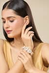 Buy_Nazaakat By Samara Singh_Gold Plated Imitation Diamonds Floral Meenakari Work Bracelet _Online_at_Aza_Fashions
